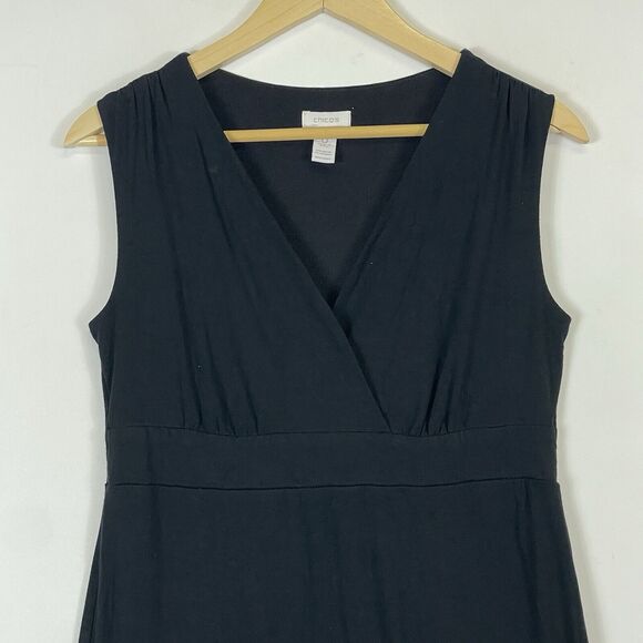 Chico's Black Sleeveless Front Cross Maxi Jersey Sheath Dress Womens 0 Small 4 - Picture 2 of 5
